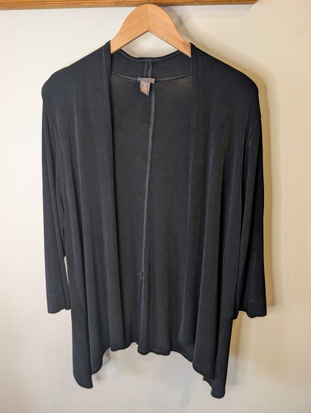 Travelers by Chico's Black Drapey Cardigan Decorative Back Detail Size 3 XL
